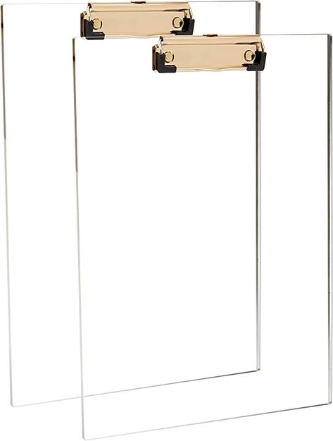 Clear Acrylic Clipboard with Gold Clip, Set 2-Pieces, Fits 9x12 inch - Letter Size Standard, Modern Design Desktop Stationery for Office, School and Home Supplies,Acrylic Office Supplies Acrylic Office Supplies, Acrylic Desk Accessories, Amazon Home Office, Acrylic Clipboard, Clipboard Storage, Jam Paper, Office Solutions, Doctor Office, Gold Clips