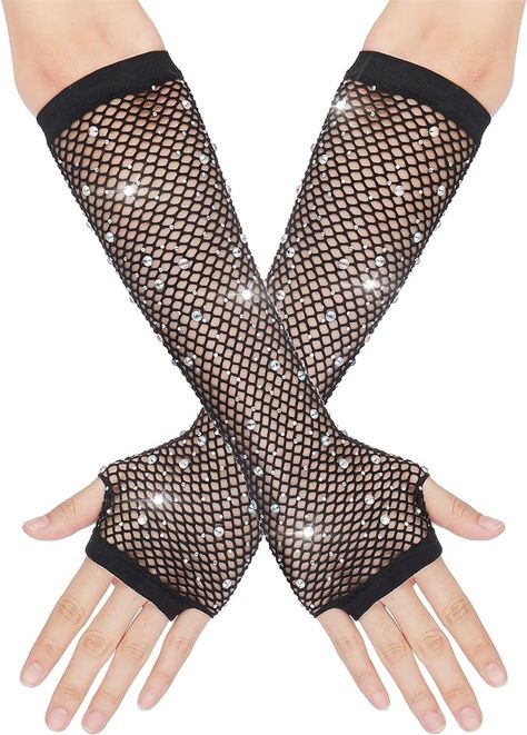 Amazon.com: Long Rhinestone Fingerless Fishnet Gloves Steampunk Punk Fish Net Arm Sleeve 80s Costume Evening Party Halloween Cosplay Supplies for Women Girls (Black) : Clothing, Shoes & Jewelry Goth Dancing, Fishnet Gloves, Tutu Skirt Women, Summer Gloves, Mesh Gloves, Girl Punk, Girl Tutu Skirt, Black Fishnets, Pink Fits