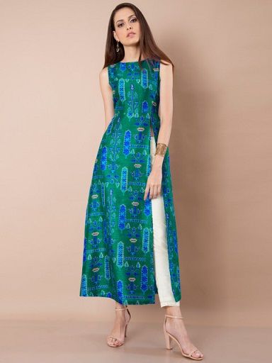 15 Latest And Modern Silk Kurtis For Women Peacock Kurti Designs, Simple Indo Western Outfits, Western Dress Patterns, Indo Western Kurti, Silk Kurti Designs, Chudidar Designs, Indian Kurti Designs, Indian Kurti, Ritu Kumar