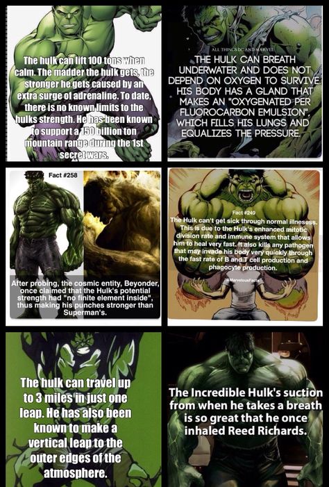 Hulk facts marvel comics Superhero Trivia, Dc Facts, Dc Comics Facts, Marvel Comics Hulk, Superhero Facts, Hulk Comic, Marvel Facts, Ghost Rider Marvel, Comics Love