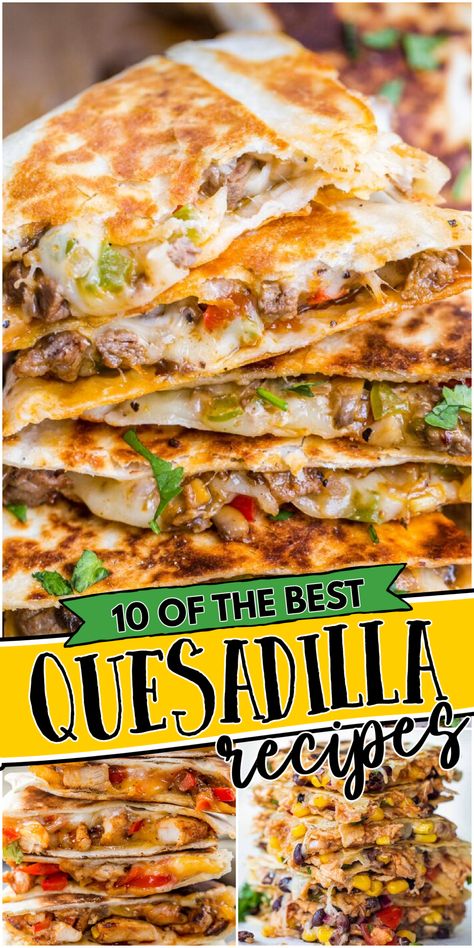 Best Quesadilla Recipes include seasoned beef, chicken, peppers, and lots of cheese sandwiched in-between two tortillas. These recipes are known for their deliciously bold flavors and easy to follow directions.

You can try one, or you can try them all! I'm sure these easy to make quesadilla dinner recipes will become your new favorite go-to recipes for your family. Quesadilla Dinner, Best Quesadilla Recipe, Quesadilla Recipes Easy, Chicken Peppers, Mexican Dinner, Quesadilla Recipes, Läcker Mat, Mexican Food Recipes Easy, In Between