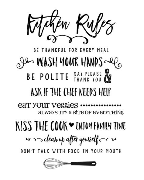 Kitchen Rules Printable, Cute Kitchen Decor, Kitchen Printables, Tanaman Indoor, Kitchen Rules, Foto Transfer, Kitchen Quotes, House Rules, Kitchen Design Decor