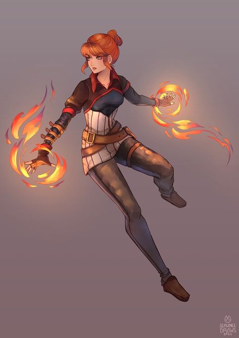 Geomancer Character, Fire Power Character Design, Fire Cleric Dnd, D&d Sorcerer, Ttrpg Ideas, Wizard Drawings, Dnd Sorcerer, Dnd Wizard, Female Wizard