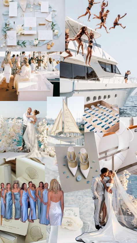 Yacht Wedding idea Yacht Wedding Decor, Yacht Wedding Ideas, Wedding Yacht, 2025 Wedding, Yacht Wedding, Boat Wedding, Wedding Looks, Something Blue, Blue Wedding