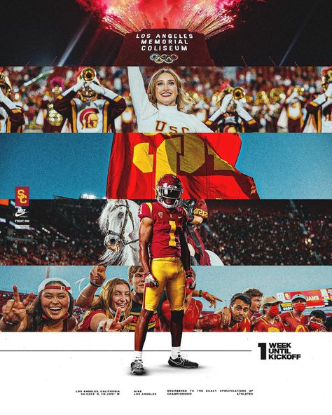 Sports Design Layout, Usc Football, Sports Advertising, Sports Design Ideas, Football Illustration, Sports Design Inspiration, Sport Poster Design, Sports Marketing, Graphic Design Photoshop