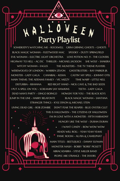 Halloween Dance Party Playlist, Halloween Music Aesthetic, What To Do At A Halloween Party, Halfway To Halloween Party, Summerween Party Ideas, Halloween Theme Party Ideas, Halloween Party Ideas For Adults Theme, Halloween Party Playlist, Halloween Party Inspo