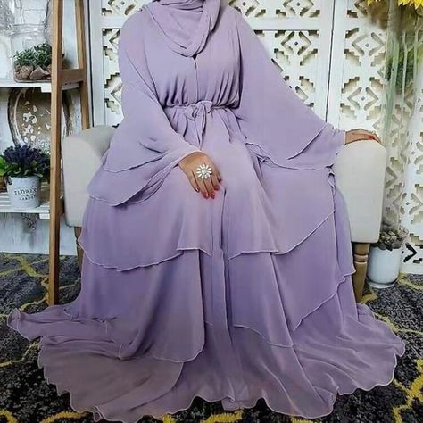 Purple Abaya, Abaya Kimono, Open Abaya, Abaya Dubai, Chiffon Kimono, Muslim Outfits, Muslim Dress, Chiffon Fashion, Abaya Dress