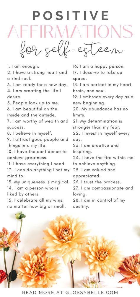 A negative view of yourself can be damaging to your self-esteem and lead to low self-worth. Practice these 50 positive affirmations for confidence and self-esteem for more body positivity and improve your overall well-being. | affirmations for self love and confidence | daily self-love affirmations | affirmations for self-worth | morning affirmations for confidence | affirmations for confidence and success | affirmations to boost confidence and self-esteem #selfesteem #selfconfidence #confidence Affirmations To Be Prettier, Self Talk Affirmations, Confidence Exercises, Affirmations For Confidence, Self Esteem Affirmations, Emergency Numbers, Confidence Affirmations, Night Routines, Healing Journaling
