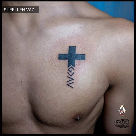 Small Cross Chest Tattoo Tatautattoomumbai Men Tattoo Ideas Chest Small, Tatoos Men Ideas Chest, Tatooes Ideas For Men, Christian Peck Tattoos For Men, Guy Tattoos Ideas Men Arm, Small Tattoos For Men Chest, Men’s Biblical Tattoos, Christian Rib Tattoo Men, Chest Tattoo Men Ideas Cross