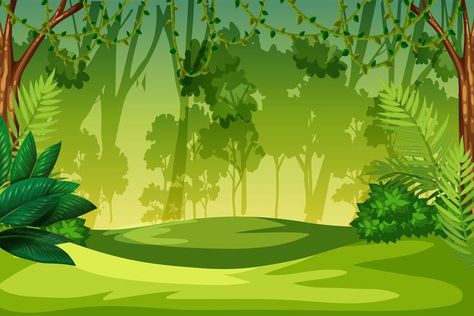 Jungle Cartoon, Jungle Images, Jungle Clipart, Jungle Landscape, Forest Cartoon, Jungle Decorations, Jungle Illustration, Green Jungle, Forest Background