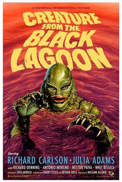 Old Film Posters, Universal Monsters Art, Jason Edmiston, Classic Horror Movies Posters, Classic Monster Movies, Creature From The Black Lagoon, The Black Lagoon, Old Movie Posters, Horror Artwork