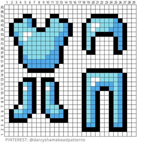 Minecraft Patterns Templates, Easy Pixel Art Minecraft, Minecraft Armor Drawing, Minecraft Drawings Pixel, Minecraft Helmet, Pyssla Minecraft, Pixel Art Easy Cute, Minecraft Items Pixel Art, Minecraft Pixel Art Grid