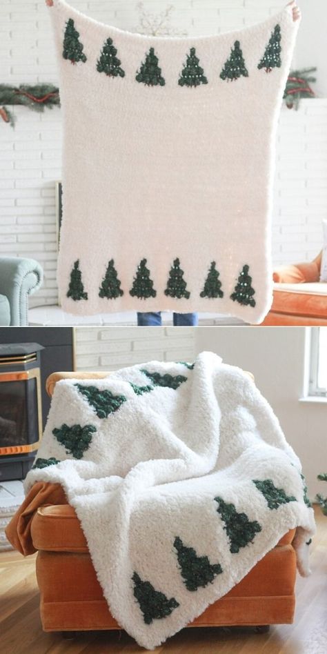 Super Chunky Neutral Crochet Blankets – 1001 Patterns Corner To Corner Crochet Pattern Free Christmas, Christmas Crochet Blanket, Crochet Tree, Pillow Patterns, Crafts Crochet, Crochet Blanket Designs, Crochet Patron, Holiday Crochet, Haken Baby