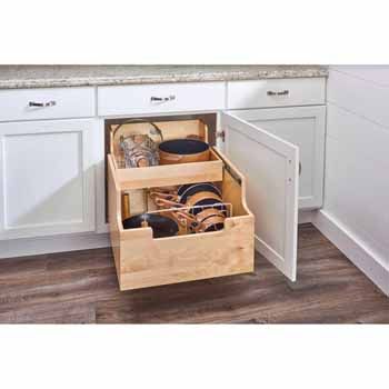 Situational View Pull Out Organizer, Cookware Organizer, Cookware Organization, Cookware Storage, Kitchen Base Cabinets, Upper Kitchen Cabinets, Pan Organization, Utensil Organization, Lid Organizer