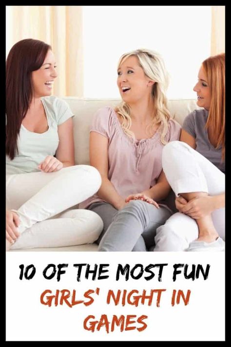 Looking for the best Girls' Night In Games? Here are 10 of the most fun women's party games you can find! Check them out! #games #girlsnightin #gamenight Fun Games For Ladies Night, Games For Ladies Night Woman Fun, Pajama Party Games For Women, Game Night For Women, Ladies Party Games Ideas, Girls Night In Game Ideas, Games For Ladies Party, Fun Girls Night Ideas, Pajama Party Games