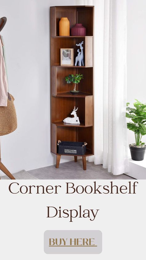 Shelf/ corner shelf/ bookcase/ home/ office/ living room/ bathroom/ storage/ #amazonassociate Diy Corner Bookshelf, Bookshelf Design Wall, Corner Bookshelves Living Room, Corner Shelves Ideas, Corner Dresser, Bookshelves Living Room, Corner Shelf Ideas, Shelves Corner, Cube Shelf