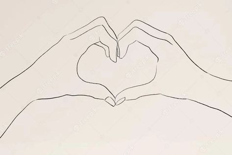 Croquis, Two Hands Making A Heart Drawing, Two Hands Making A Heart Tattoo, Hand Making Heart Drawing, Hands Making Heart Tattoo, Hand Heart Drawing Reference, Heart Gesture Hands, Heart With Hands Tattoo, Hand Heart Illustration