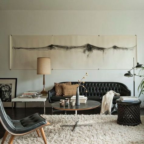 Neutral style living room for decorating with a black leather sofa. Black Leather Couch, Leather Sofa Living, Black Couches, Leather Couches Living Room, Best Leather Sofa, Leather Sofa Living Room, Black Leather Sofas, Interior Modern, Design Del Prodotto