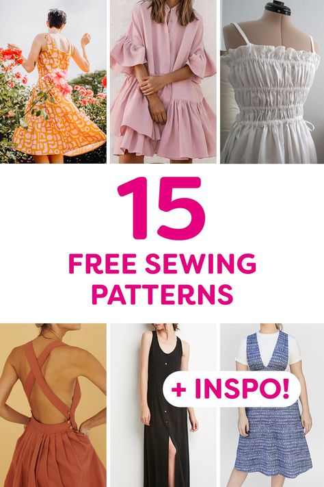 Discover these freemodern sewing patterns that will make perfect summer dresses 50's Dress Patterns, Polyester Dress Pattern, Sleeveless Dress Pattern Free, Easy Flowy Skirt Pattern, Dress Sewing Patterns Free Summer, Flowy Sewing Patterns, Casual Dress Sewing Patterns, Women Clothes Patterns, Simple Midi Dress Pattern