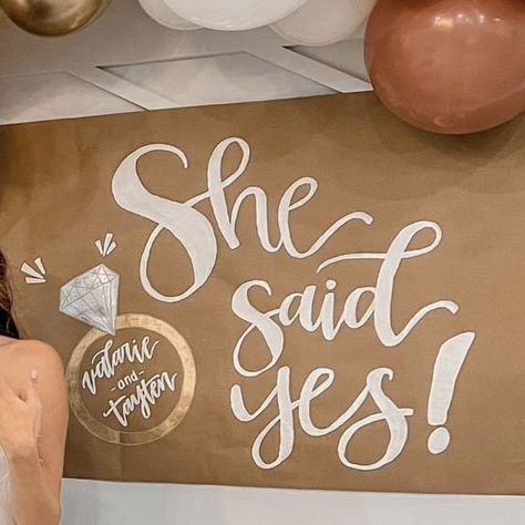 Bride Shower Backdrop, Brown Paper Engagement Banner, Future Mrs Banner, Engagement Party Brown Paper Sign, Brown Paper Banner Bachelorette, Engagement Party Sign Ideas, She Said Yes Banner, Engagement Party Signs Diy, Bachelorette Banner Painted