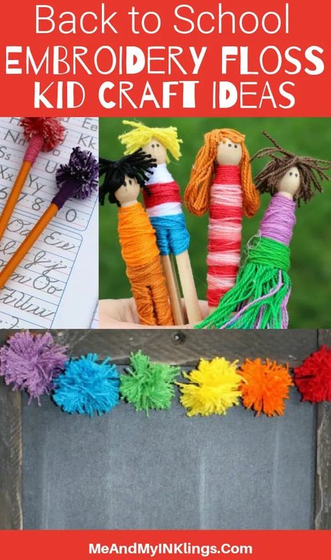 Embroidery Thread Crafts Diy, Embroidery Floss Crafts Projects Ideas, Crafts With Embroidery Floss, Floss Crafts, Embroidery Floss Crafts, Camp Director, Ideas For Back To School, School Embroidery, Back To School Ideas