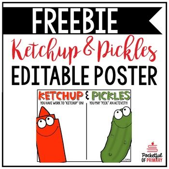 Organisation, Ketchup And Pickle Time Classroom, Ketchup And Pickles Classroom, Ketchup Folder Printable Free, Ketchup Mustard Pickles Classroom, School Diy Ideas, Teaching Classroom Management, Time Poster, 5th Grade Classroom