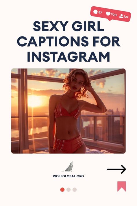 Promotional image suggesting Instagram captions, featuring a fashionably dressed woman at sunset.
An infographic checklist with positive self-affirmations and a "GET 100+ MORE" button, branding for wolfglobal.org.
A woman sitting cross-legged, using a laptop, with Instagram-themed graphics and text. Trap Captions, Girl Captions, Of Captions, Thirst Trap, Ig Captions, Caption For Yourself, Captions For Instagram, Single Words, Your Crush