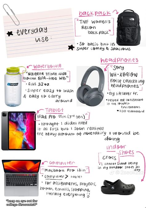 College Things To Buy, Commuting To College Aesthetic, College Technology Essentials, Things To Buy For University, Target College Essentials, University Room Ideas Uk Aesthetic, College Necessities School Essentials, Community College Essentials, College Essentials Supplies School Stuff