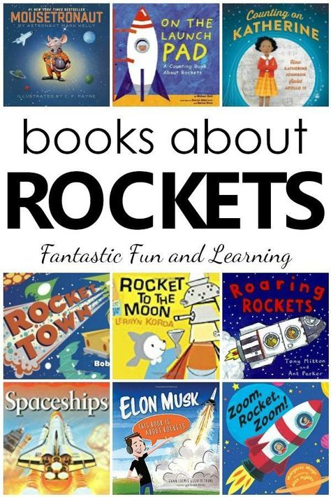 Books about Rockets. Fiction and nonfiction rocket books for toddlers and preschoolers #booklist #kidlit #spacetheme #STEM #preschool Space Theme For School, Space Books For Preschool, Space Books For Kids, Stem Preschool, Space Gifts, Books For Toddlers, Space Unit, Rockets For Kids, Space Books