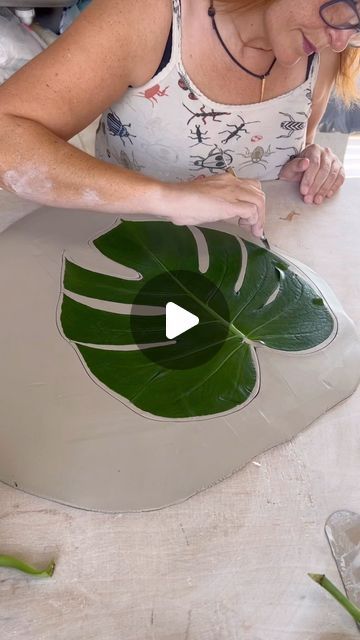 Clay Crafts, Folded Wraps, Crystalline Glaze, Pottery Videos, Monstera Plant, Painted Leaves, Monstera Leaf, Artist On Instagram, Ceramic Artists