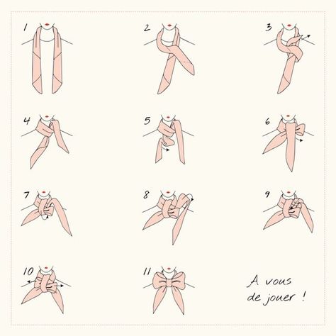 Ways To Tie Scarves, Buat Pita, Tie A Bow, Scarf Knots, Ways To Wear A Scarf, How To Wear A Scarf, Scarf Outfit, Tie Scarf, Twilly