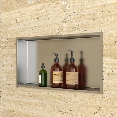 Wall Niche Bathroom, Bathroom Shower Niche, Built In Shower Shelf, Niche Bathroom, Recessed Niche, Wall Shelves Living Room, Bathroom Storage Boxes, Niche Wall, Bathroom Niche