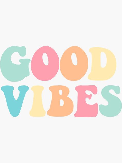 "Good Vibes Sticker" Sticker by Alyssa-DAmato | Redbubble Diy Shotski, Love One Another Quotes, Good Vibes Wallpaper, Preppy Stickers, Preppy Wallpaper, Lettering Styles, Apple Watch Wallpaper, Phone Wallpaper Patterns, Happy Vibes