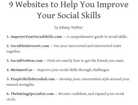 9 Websites To Improve Your Social Skills Developement Personnel, Hacking Websites, Useful Websites, Finanse Osobiste, College Life Hacks, Info Board, Life Hacks Websites, Life Help, Get My Life Together