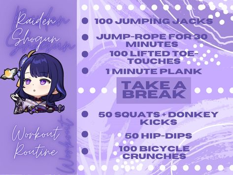 Mirko Workout Routine, Hashira Workout, Anime Abs Workout, Anime Character Workout, Anime Body Workout, Character Diets, Anime Workout Routine, Kazuha Workout, Anime Workouts