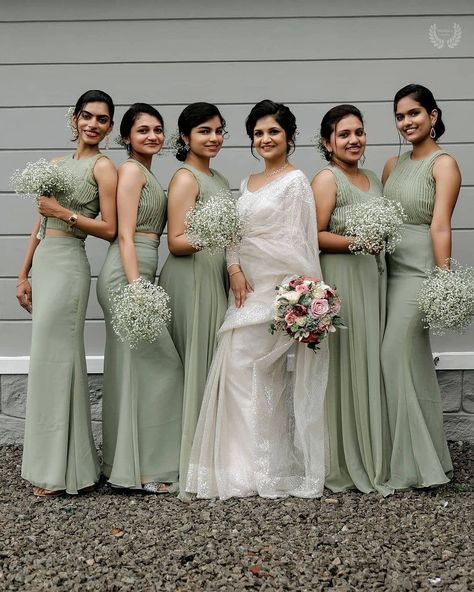 Kerala Bridesmaid on Instagram: “Photo credit @neelimastudio Promotion @kerala_bridesmaid #keralabride #keralabridesmaid” Kerala Bridesmaid, Bridal Maid Dress, Bridesmaids Saree, Cheap Long Bridesmaid Dresses, Christian Bride, Cheap Bridesmaid Dresses Online, Bm Dresses, Indian Bridesmaid Dresses, Indian Bridesmaids