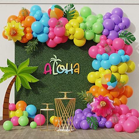 Hawai Decoracion Party, Hawaiian Birthday Decor, Summer Party Photo Backdrop, Moana Birthday Party Theme Decorations, Luau Party Ideas For Adults Decoration, Pool Party Ideas Decoration, Tropical Party Themes, Hawai Party Decoration, Hawaii Theme Party Decorations