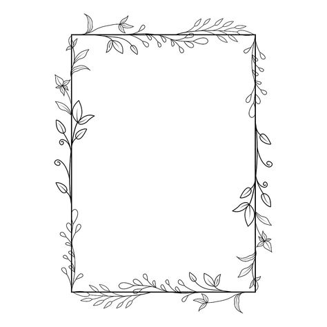 Flower Line Drawings Border, Flower Border Transparent Background, Black And White Borders Design, Botanical Border Design, Flower Border Black And White, Black And White Floral Border, Png Designs Free, Flower Frame Watercolor, Floral Border Design Frames Hand Drawn