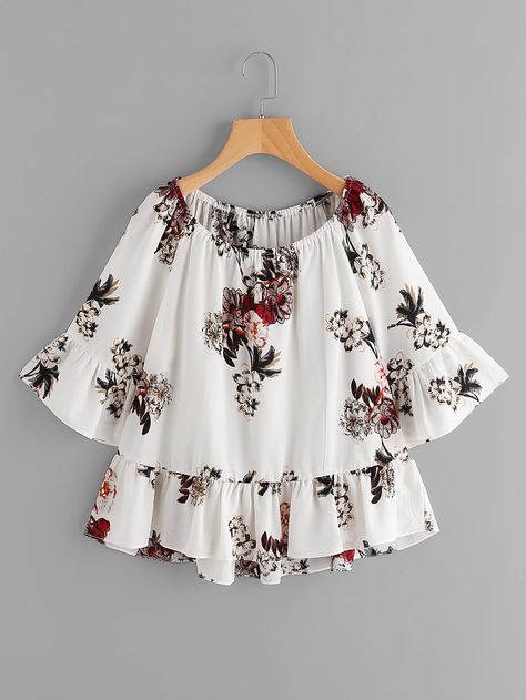 Shop Random Florals Frill Trim Top online. SheIn offers Random Florals Frill Trim Top & more to fit your fashionable needs. Top For Girls Stylish, Fancy Tops For Girls, Stylish Tops Fashion, Beautiful Tops, Girls Dresses Sewing, Fancy Tops, Kids Fashion Dress, Fashion Tops Blouse, Trendy Fashion Tops