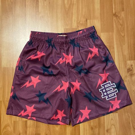 Eric Emanuel Bape Shorts. Real And Stockx Approved. New With Tag And Bag. Never Worn. Purple Basketball Shorts, Eric Emanuel Shorts Outfit, Cute Workout Outfits Shorts, Ee Shorts, Basketball Shorts Outfit, Basketball Fits, Bape Shorts, Eric Emanuel Shorts, Workout Shorts Outfit