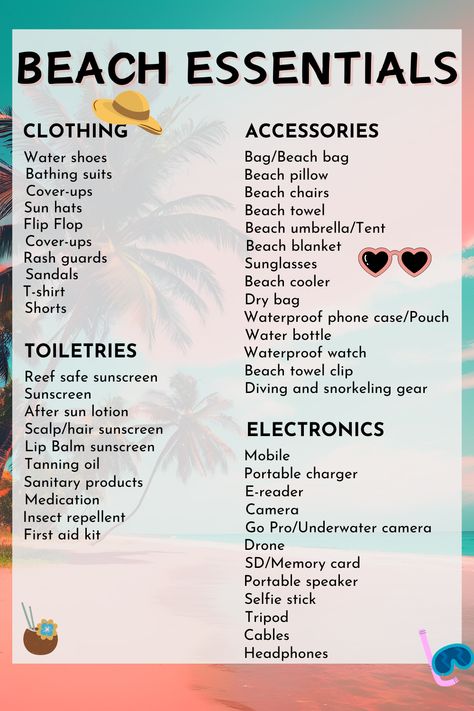 Going to the beach? Don't forget these must-have BEACH ESSENTIALS! This beach packing list shares must-have items to pack in your beach bag whether you are packing for a beach vacation or for just a day at the beach. Use this beach packing guide to ensure your beach bag is packed with sun protection, beach apparel, and beach gear you'll need for a fun and safe beach trip!! Things To Bring At The Beach, Beach House Vacation Packing List, Beach Supplies List, What To Take On A Beach Vacation, What To Pack In Beach Bag, What To Pack For The Beach, Beach Sleepover, Beach Trip Packing List, Beach Trip Packing