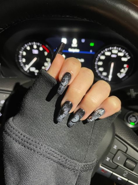 Nightcourt Acotar Nails, Acotar Inspired Nails, Acotar Nail Art, Acotar Nails, Night Sky Nails, Nailart Halloween, Space Nails, Sky Nails, Makeup Nails Art