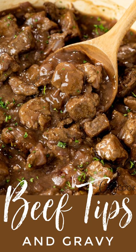 Beef Tip Gravy Recipe, Beef Tips With Brown Gravy Packet Crockpot, Beef Tips Gravy Crockpot, Crockpot Beef Tip Recipes, Cozy Cook Beef Tips And Gravy, Stew Meat Brown Gravy Beef Tips, Stew Meat Over Egg Noodles, Allrecipes Beef Tips, Stew Meat Egg Noodles