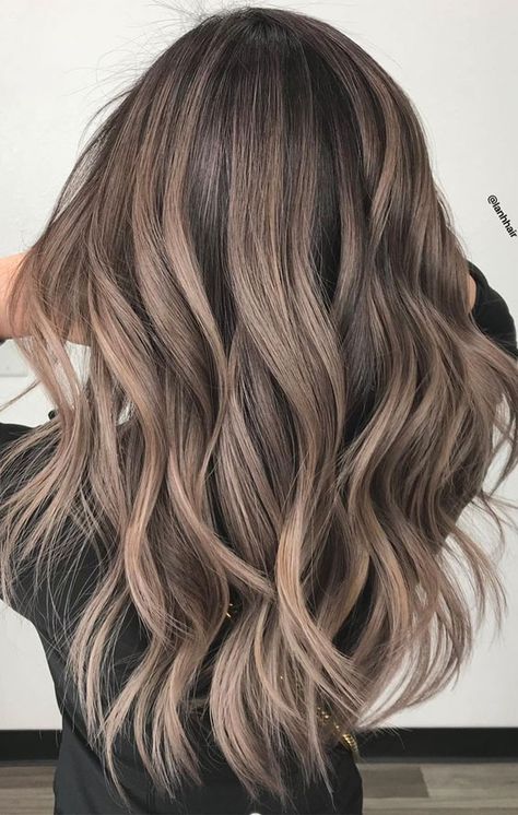 Cool Brown To Blonde Balayage, May Hair Color, Light Bolyoge On Brown Hair, Color Hair Ideas For Long Hair, Ashley Brown Hair, Ash Blonde Caramel Balayage, Ash Brown Balayage Shoulder Length, Cool Bronze Hair, Toasted Coconut Balayage