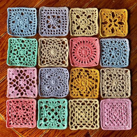 Crocheted Squares, Motifs Granny Square, Granny Square Crochet Patterns, Granny Square Blanket, Crochet Square Patterns, Granny Squares Pattern, Crochet Diy, Crochet Motifs, Granny Square Crochet Pattern