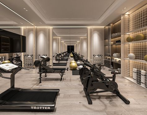 Luxurious Gym hall design on Behance Luxurious Gym, Ruang Gym, Neo Classic Design, Luxury Home Gym, Dream Home Gym, Dream Gym, Gym Design Interior, Luxury Gym, Gym Room At Home