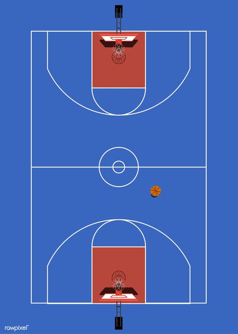 Aerial view of a basketball court | free image by rawpixel.com Blue Basketball Court, Court Illustration, Tenis Basketball, Basketball Drawings, Court Basketball, Sports Court, Badminton Court, Bola Basket, Sport Illustration