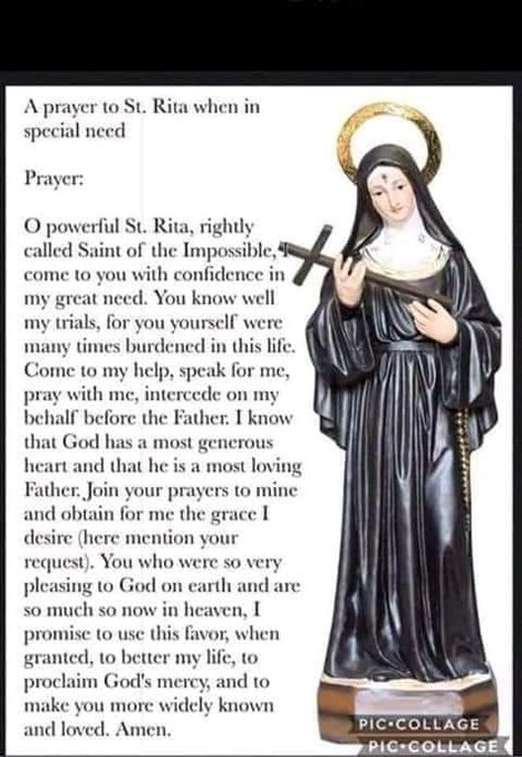 St. Rita (Saint of the impossible) devotional group | St Rita has done it for me, let's keep the faith and always pray and our good Lord will hear and answer our prayers. Saint Rita, St Rita, The Impossible, Power Of Prayer, Virgin Mary