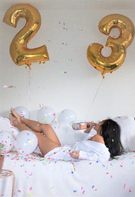 #beauty #birthday #birthdayphotoshoot #photography #23 #photoshootideas #photoshoot #shoot #confetti #goldnumber #goldballoons #allwhiteoutfit 25th Bday Shoot, 23 Birthday Picture Ideas, 23 Birthday Photo Shoot Ideas, Unique Birthday Picture Ideas, Diy Photoshoot Birthday, In Home Birthday Photo Shoot, 22ns Birthday Photoshoot, At Home Birthday Photoshoot Ideas For Women, Birthday Room Photoshoot