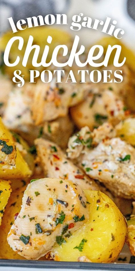 Lemon Garlic Baked Chicken and Potatoes - Sweet CS Designs. Lemon Garlic Baked Chicken, Baked Chicken And Potatoes, Lemon Chicken And Potatoes, Garlic Baked Chicken, Chicken Breast Oven Recipes, Perfect Baked Chicken, Chicken Breast Oven, Lemon Roasted Chicken, Garlic Baked